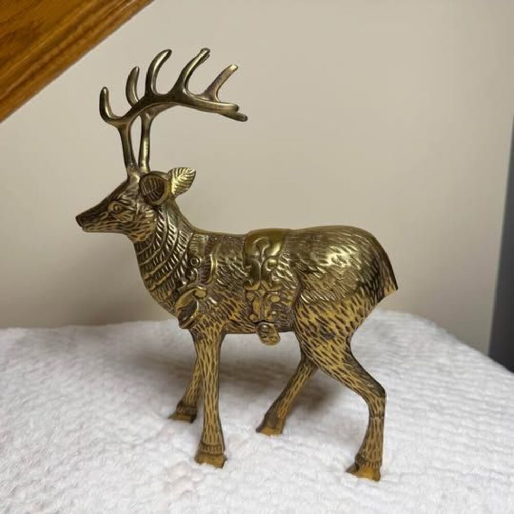 Vintage GATCO Solid Brass Reindeer Figurine Mid-Century Christmas Holiday